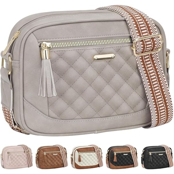 Vegan Leather Crossbody Purses for Women, Quilted Crossbody Bags for Women Travel Shoulder Handbags