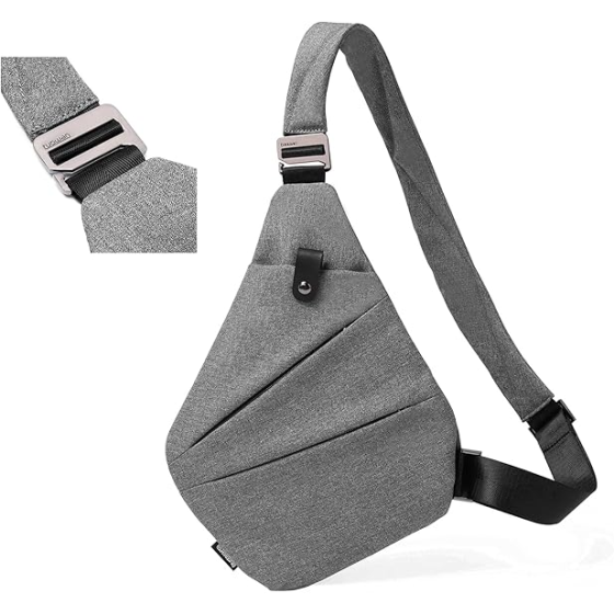 Crossbody Bag Fanny Pack Sling Chest Bag Dual Pocket Water Resistant Waist Pack Running Belt Phone Holder for Women Men(Black L)